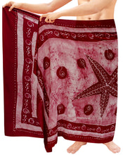 Load image into Gallery viewer, LA LEELA Rayon Batik Swimwear Beach Resort Pareo Boys Warp 72&quot;X42&quot; Maroon 4302 136148