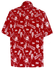 Cargar imagen en el visor de la galería, la-leela-shirt-casual-button-down-short-sleeve-beach-shirt-men-aloha-pocket-Shirt-Blood Red_W394