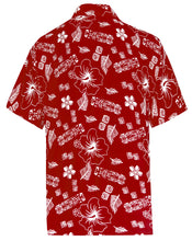 Load image into Gallery viewer, la-leela-shirt-casual-button-down-short-sleeve-beach-shirt-men-aloha-pocket-Shirt-Blood Red_W394