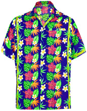 Cargar imagen en el visor de la galería, la-leela-mens-casual-beach-hawaiian-shirt-for-aloha-tropical-beach-front-pocket-short-sleeve-front-pocket-blue