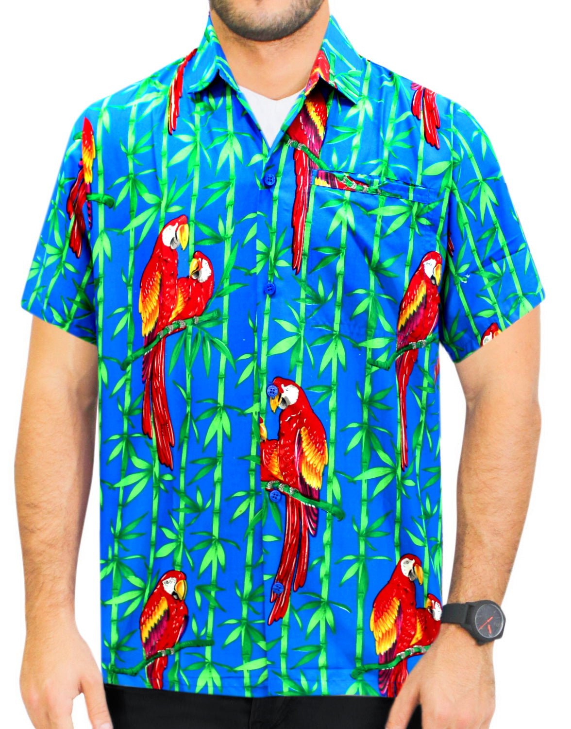 LA LEELA Men Casual Beach hawaiian Shirt Aloha theme Tropical