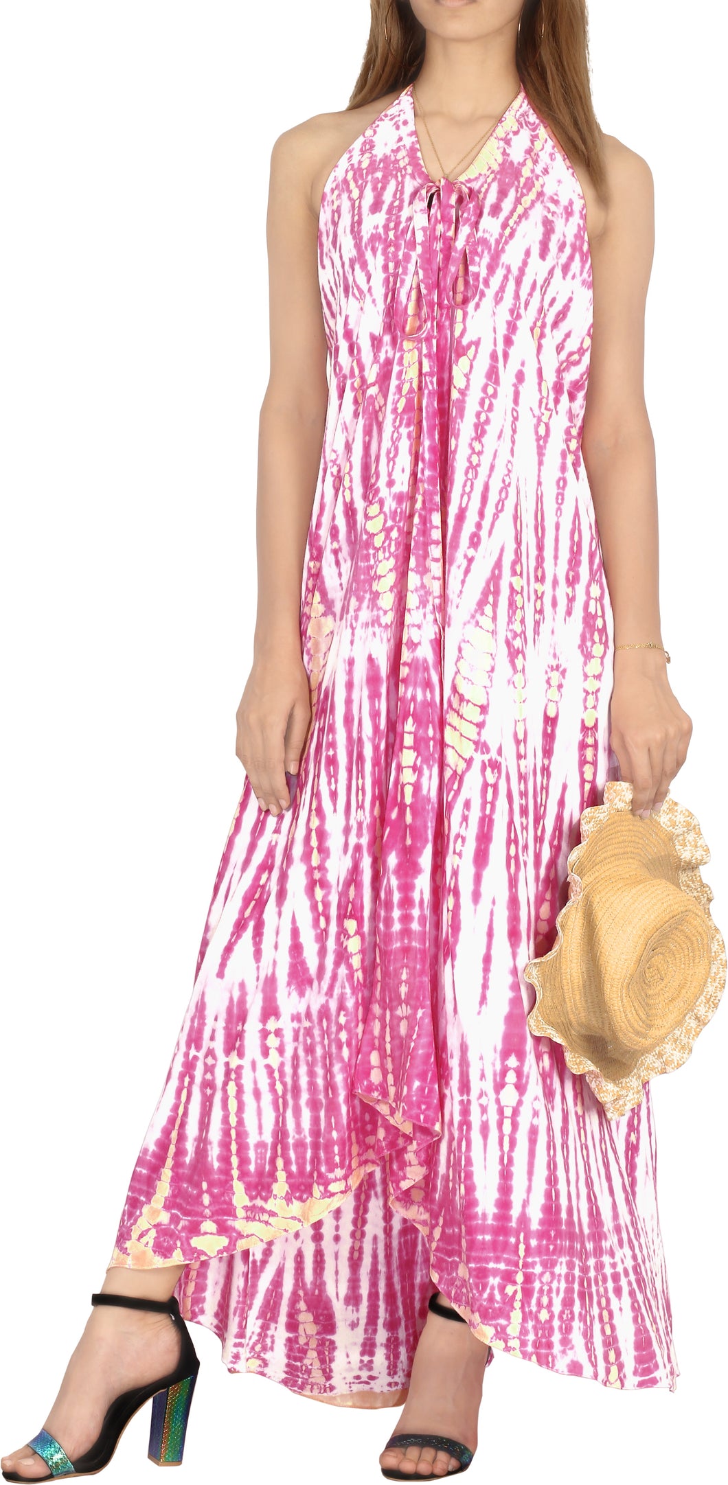 Women's Casual Beachwear Tie Dye Loose Bikini Swimwear Cover up Caftan Dress Pin