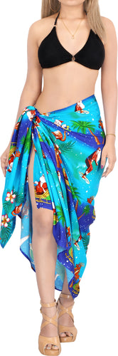 LA LEELA Christmas Bathing Towel Women Wrap Sarong santa 78