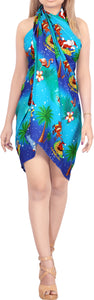 LA LEELA Christmas Bathing Towel Women Wrap Sarong santa 78"X39" Blue_3307