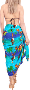 LA LEELA Christmas Bathing Towel Women Wrap Sarong santa 78"X39" Blue_3307