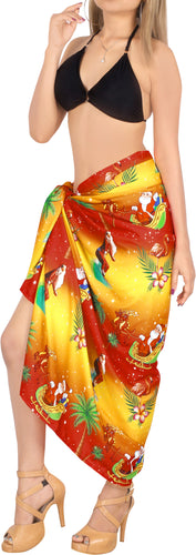 LA LEELA Women Plus Size Beach Swimsuit Sarong Swimwear Cover Up Tie Full Long J