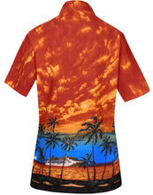 Cargar imagen en el visor de la galería, la-leela-womens-beach-casual-hawaiian-blouse-short-sleeve-button-down-shirt Pumpkin Orange_W915