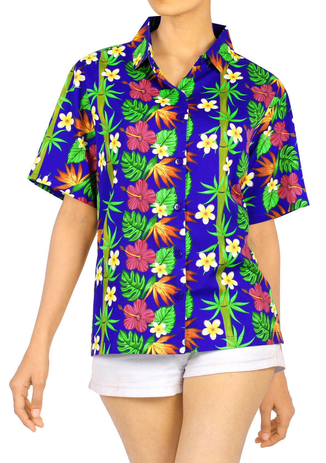 la-leela-womens-hawaiian-plumeria-relaxed-fit-beach-aloha-tropical-short-sleeve-blouse-printed-shirt-navy-blue