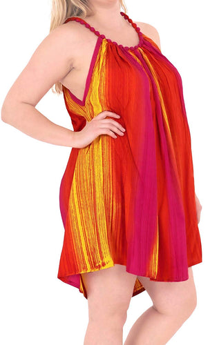 Women's Swimwear Beach LOOSE Hand Tie Dye Purple Evening LOOSE Cover ups Orange