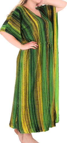 Women's Tie Dye Beachwear Sleeveless Rayon Casual Caftan Kimono Cover up Green