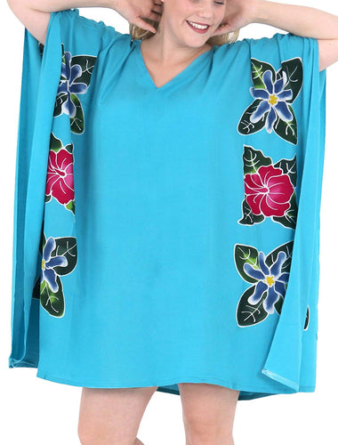 Women's Loose Sundress Beachwear Plus Size Evening Casual Cover ups Turquoise