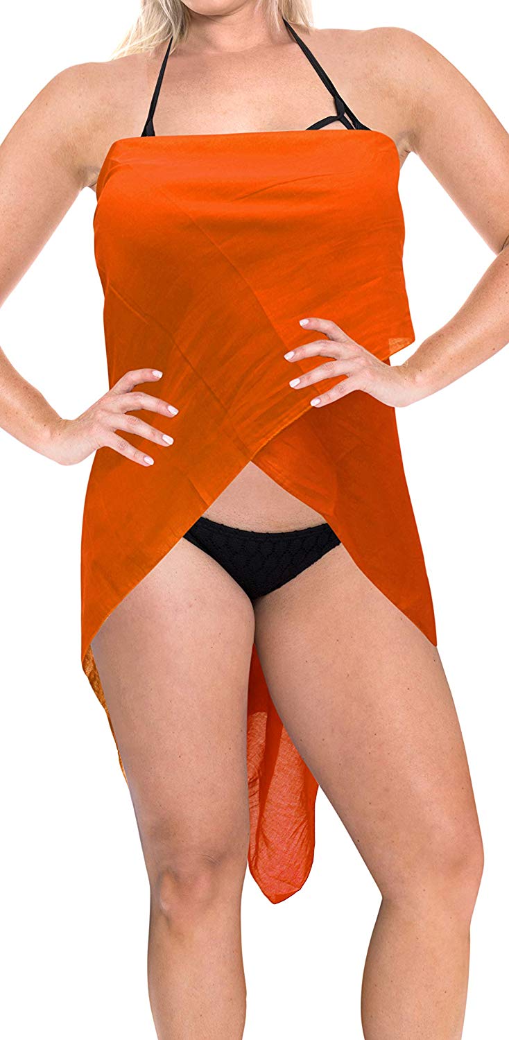 MAWCLOS Women Cover Ups Swimwear Swimsuit Wraps Hollow Out Short Sarongs  Loose Summer Bikini Shawl Skirt Jujube Red S-2XL 
