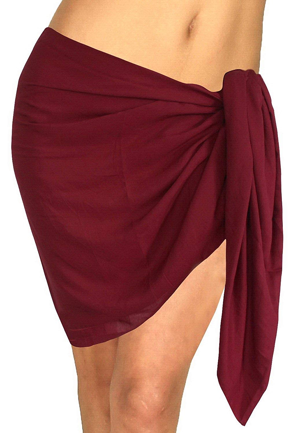 Women Short Sarongs Beach Wrap Sheer Bikini Wraps Skirt Cover Ups for  Swimwear (One Size, Wine Red) at  Women's Clothing store