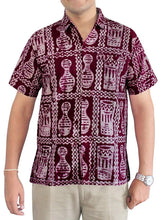 Cargar imagen en el visor de la galería, LA LEELA Shirt Casual Button Down Short Sleeve Beach Shirt Men Pocket Batik 24