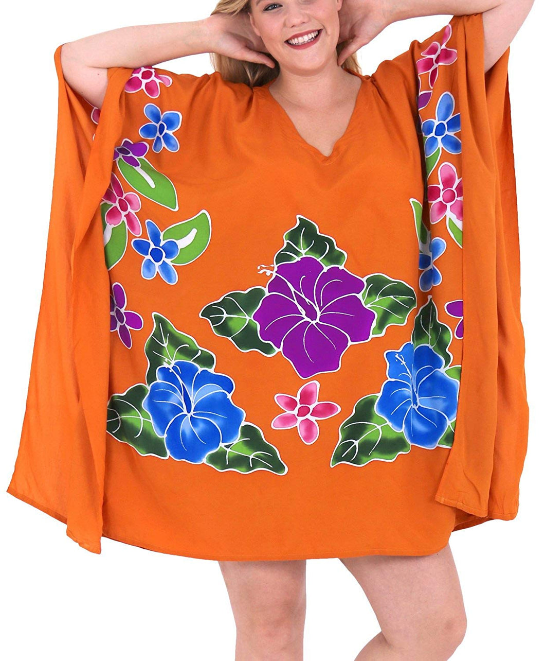 Women's Beachwear Evening Plus Size Loose Casual Blouse Cover ups Dresses Orange