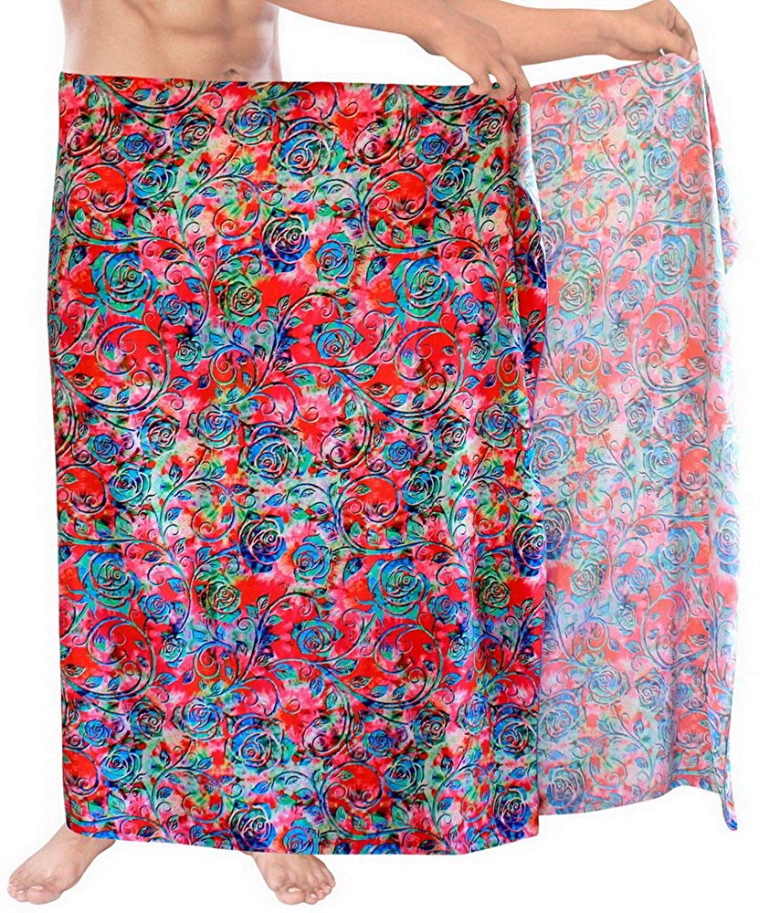 LA LEELA Swimwear Beachwear Bathing Suit Cover ups Mens Sarong Wrap Pareo Printed