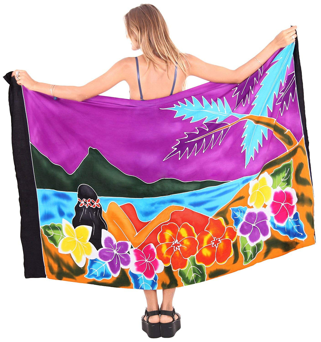 LA LEELA Womens Beach Swimsuit Cover Up Sarong Swimwear Cover-Up Wrap Skirt Plus Size Large Maxi FK