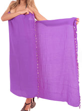 Load image into Gallery viewer, la-leela-bathing-towel-beach-womens-sarong-bikini-cover-up-solid-70x43-purple_5104