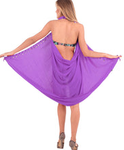 Load image into Gallery viewer, la-leela-bathing-towel-beach-womens-sarong-bikini-cover-up-solid-70x43-purple_5104