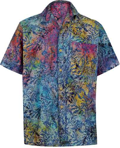 la-leela-men-casual-wear-cotton-hand-printed-blue-yellow-pink-hawaiian-aloha-shirt-size-s-xxl