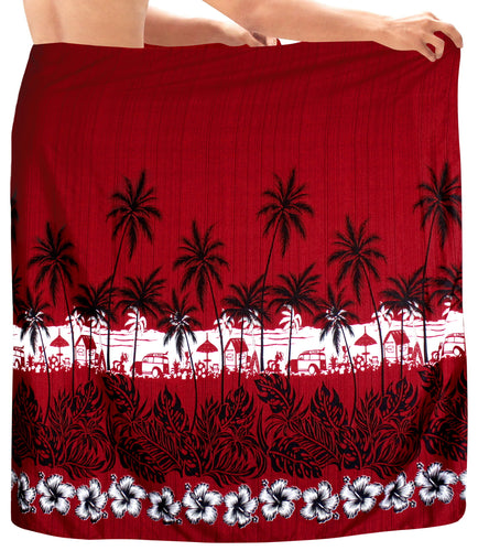 LA-LEELA-Men's-Sarong-Resort-Coverup-Tie-Pareo-Wrap-Swimsuits-One-Size-Red_B996