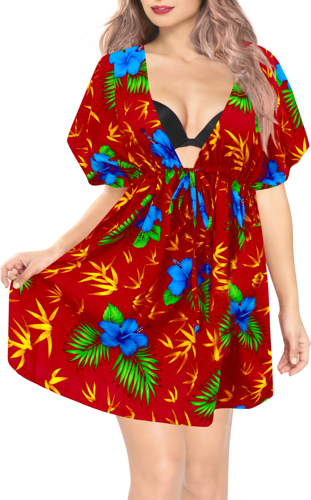 la-leela-bikni-swimwear-soft-fabric-printed-beachwear-loose-cover-up-OSFM 14-24W [L- 3X]-Blood Red_B915