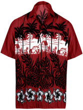 Load image into Gallery viewer, la-leela-shirt-casual-button-down-short-sleeve-beach-shirt-men-aloha-pocket-Shirt-Blood Red_W383