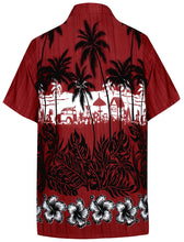 Load image into Gallery viewer, la-leela-shirt-casual-button-down-short-sleeve-beach-shirt-men-aloha-pocket-Shirt-Blood Red_W383