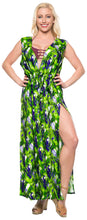 Cargar imagen en el visor de la galería, La Leela Women Long Sleeve Plus Size Swimsuit Bikini Beach Cover UPS, Green 1X