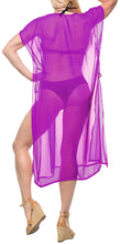 Load image into Gallery viewer, La Leela Chiffon Open Sides Swimwear Beachwear Bikini Swimsuit Sheer Cover up Bl