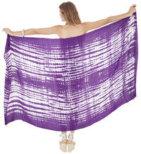 Cargar imagen en el visor de la galería, la-leela-rayon-beach-pareo-sarong-bikini-cover-up-tie-dye-78x43-purple_7128