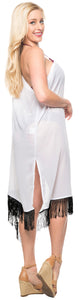 La Leela Off Shoulder Womens Swimsuit Beachwear Kimono Cover up Dress Blouse Whi