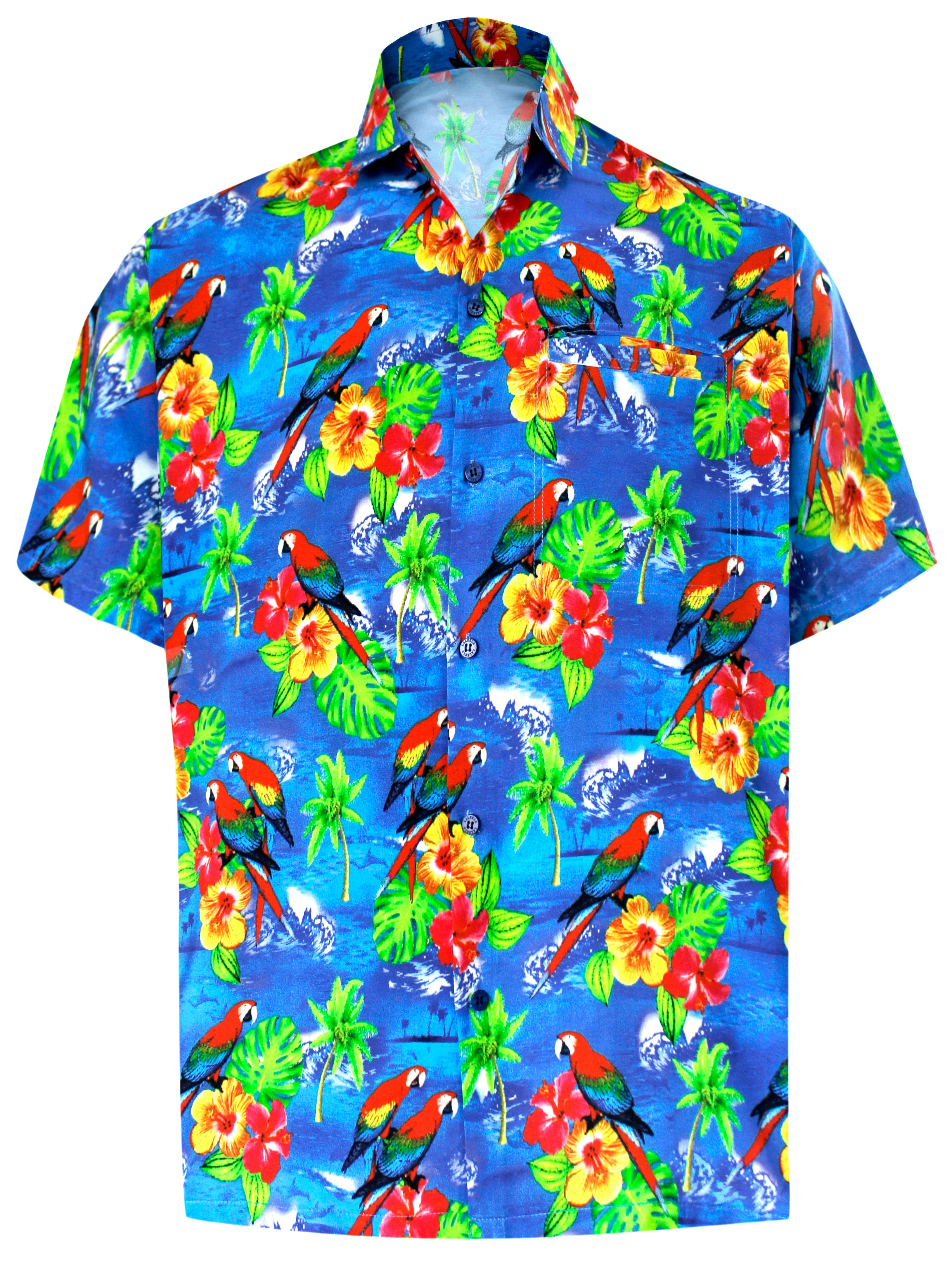 Women's Blue Purple Hawaiian Shirts Tropical Floral Summer Beach - Listentee