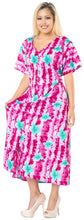 Load image into Gallery viewer, La Leela Womens Floral Beach Cover up Button Closure Evening Dress MAXI Caftan P