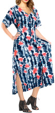 Cargar imagen en el visor de la galería, La Leela Womens Floral Beach Cover up Button Closure Evening Dress MAXI Caftan b