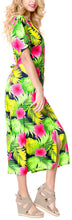 Load image into Gallery viewer, La Leela Womens Floral Beach Cover up Button Closure Evening Dress plus Caftan p