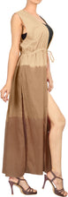 Load image into Gallery viewer, LA LEELA Women&#39;s Cotton Swimsuit Cover Up Tie Dye Long Length Drawstring Brown