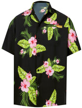 Cargar imagen en el visor de la galería, la-leela-shirt-casual-button-down-short-sleeve-beach-shirt-men-aloha-pocket-Shirt-Halloween Black_W606