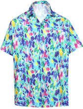 Load image into Gallery viewer, la-leela-shirt-casual-button-down-short-sleeve-beach-shirt-men-aloha-pocket-Shirt-Blue_6028