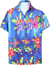 Load image into Gallery viewer, la-leela-shirt-casual-button-down-short-sleeve-beach-shirt-men-aloha-pocket-Shirt-Blue_W613