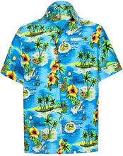 Load image into Gallery viewer, la-leela-shirt-casual-button-down-short-sleeve-beach-shirt-men-aloha-pocket-Shirt-Blue_AA113