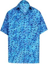 Cargar imagen en el visor de la galería, la-leela-men-casual-wear-cotton-hand-batik-printed-blue-hawaiian-aloha-shirt-size-s-xxl