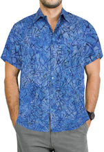 Load image into Gallery viewer, la-leela-men-casual-men-wear-summer-100-cotton-hand-printed-blue-aloha-size-s-xxl