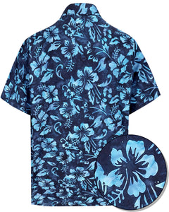 la-leela-men-casual-wear-cotton-hand-batik-floral-printed-navy-blue-hawaiian-shirt-size-s-xxl