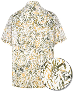 la-leela-men-casual-wear-cotton-hand-batik-leaf-printed-white-mustard-hawaiian-shirt-size-s-xxl