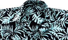 Cargar imagen en el visor de la galería, la-leela-men-casual-wear-cotton-hand-batik-printed-black-turquoise-hawaiian-shirt-size-s-xxl