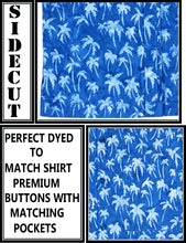 Load image into Gallery viewer, la-leela-men-casual-wear-cotton-palm-tree-hand-printed-royal-blue-hawaiian-shirt-size-s-xxl