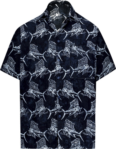 la-leela-men-casual-wear-cotton-hand-batik-printed-black-grey-hawaiian-aloha-shirt-size-s-xxl