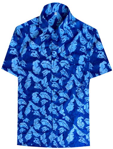 la-leela-men-casual-wear-cotton-leaf-printed-blue-hawaiian-aloha-shirt-size-s-xxl