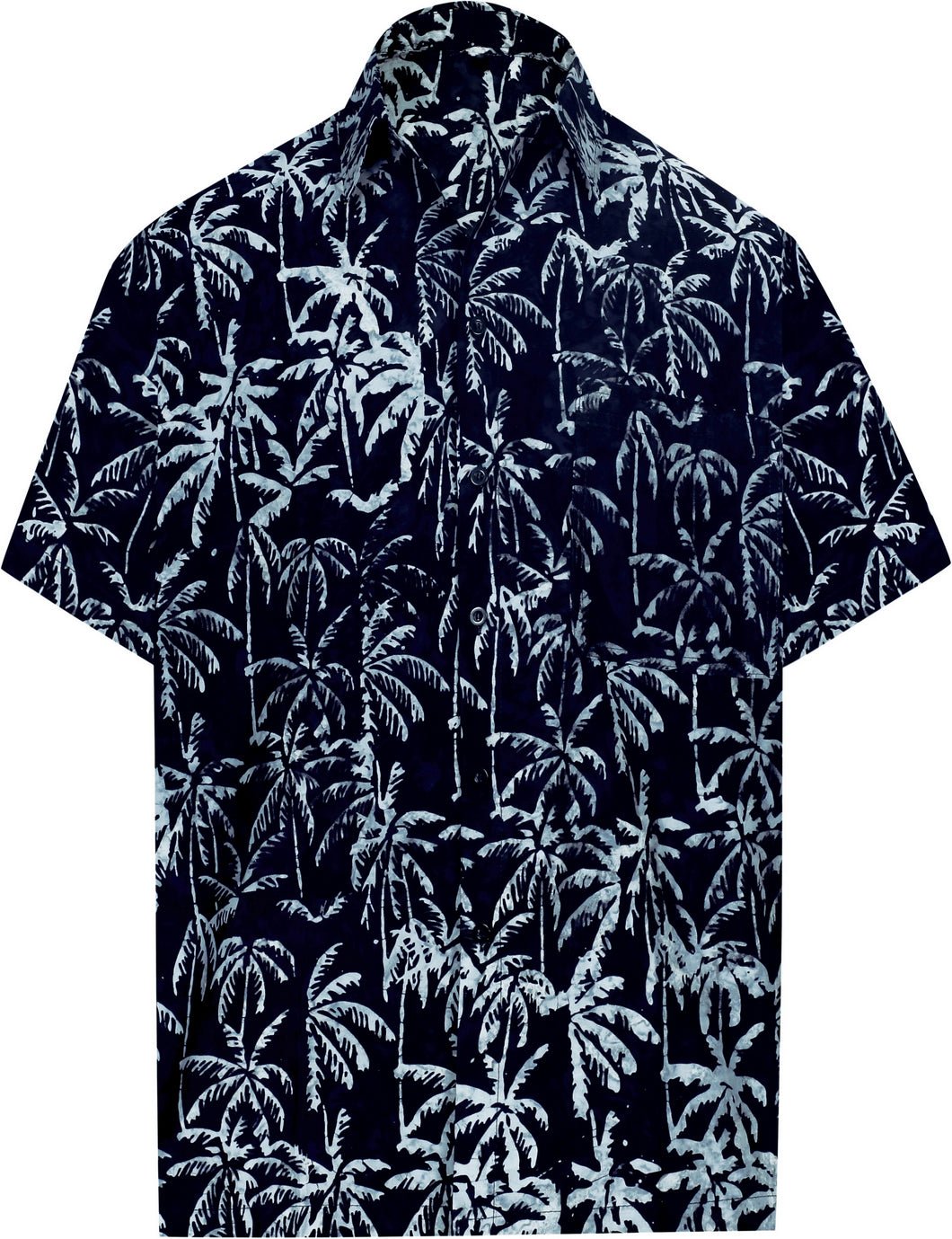 la-leela-men-casual-wear-cotton-palm-tree-hand-printed-black-hawaiian-shirt-size-s-xxl